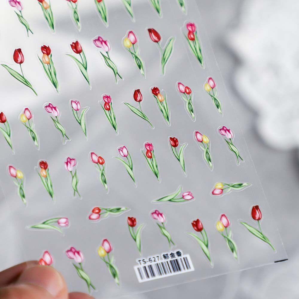 AUGUSTINA Agustinina Stiker Kuku Bunga Wanita Tulip Lebah Self Adhesive Nail Art Dekorasi