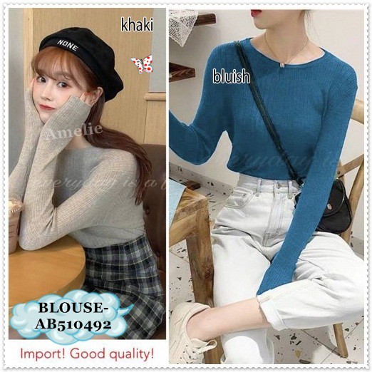 [baju wanita korea]  Baju Atasan Rajut Wanita Knit Sweater Blouse Korea Import