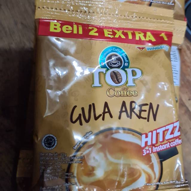 

Kopi Top Gula Aren 1 beli 2 gratis 1 (1renceng isi 15 sachet)