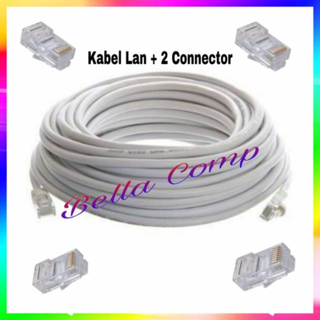 Kabel Lan Cat5e cat 5e 3m.5m.15m.20m.25m.30m Meter + 2 Konektor