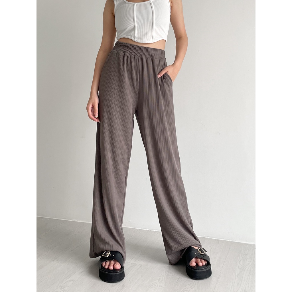 Peach Poppy  YURI Knit Pants Import Premium - Celana Panjang Wanita Premium