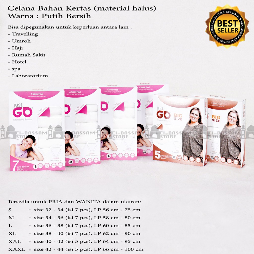 TERMURAH Celana Dalam Kertas / Celana Sekali Pakai Disposable Panties Perlengkapan Umroh /Haji