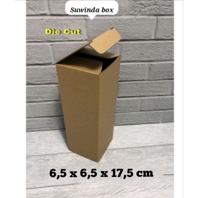 

Kardus botol uk. 6,5x6,5x17,5 cm Die Cut box packing dll