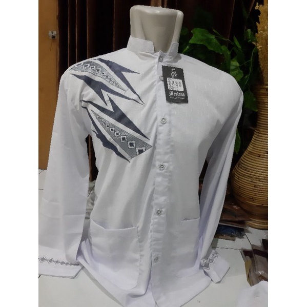 BAJU KOKO DEWASA KATUN PUTIH LGN PDEK MAULANA