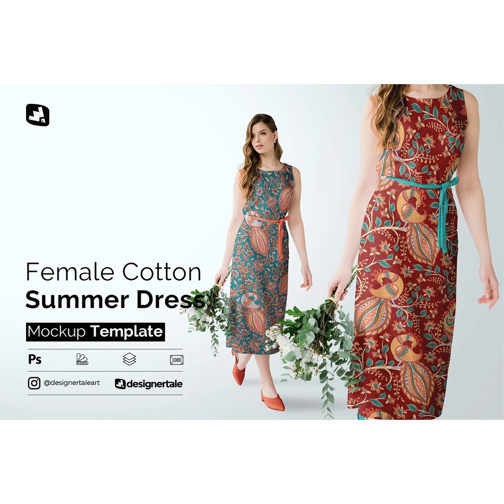 Female Cotton Summer Dress Mockup