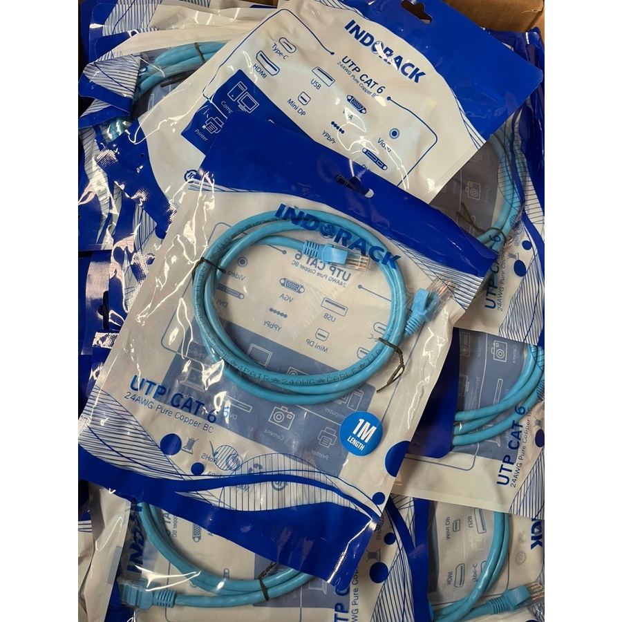 INDORACK C61B 1 Meter Kabel Lan CAT6 UTP Patch Cord Cable -BLUE