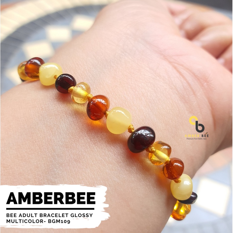 Gelang Amber Dewasa Premium 16cm Glossy Multicolor BGM109 By Amber Bee