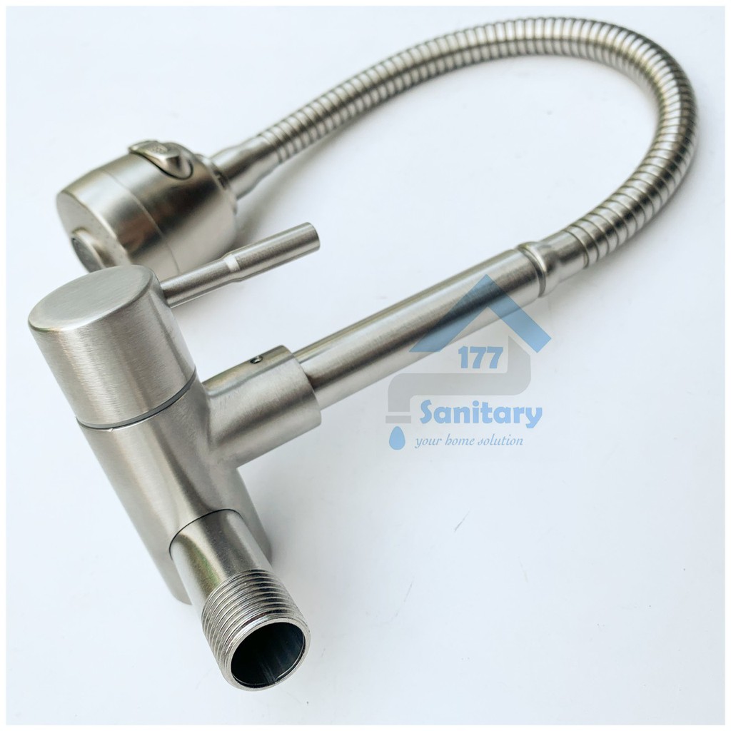 Kran air sink stainless 304 fleksibel TEMBOK angsa stik S3002-Kran air dapur cuci piring flexible fio murah /G23