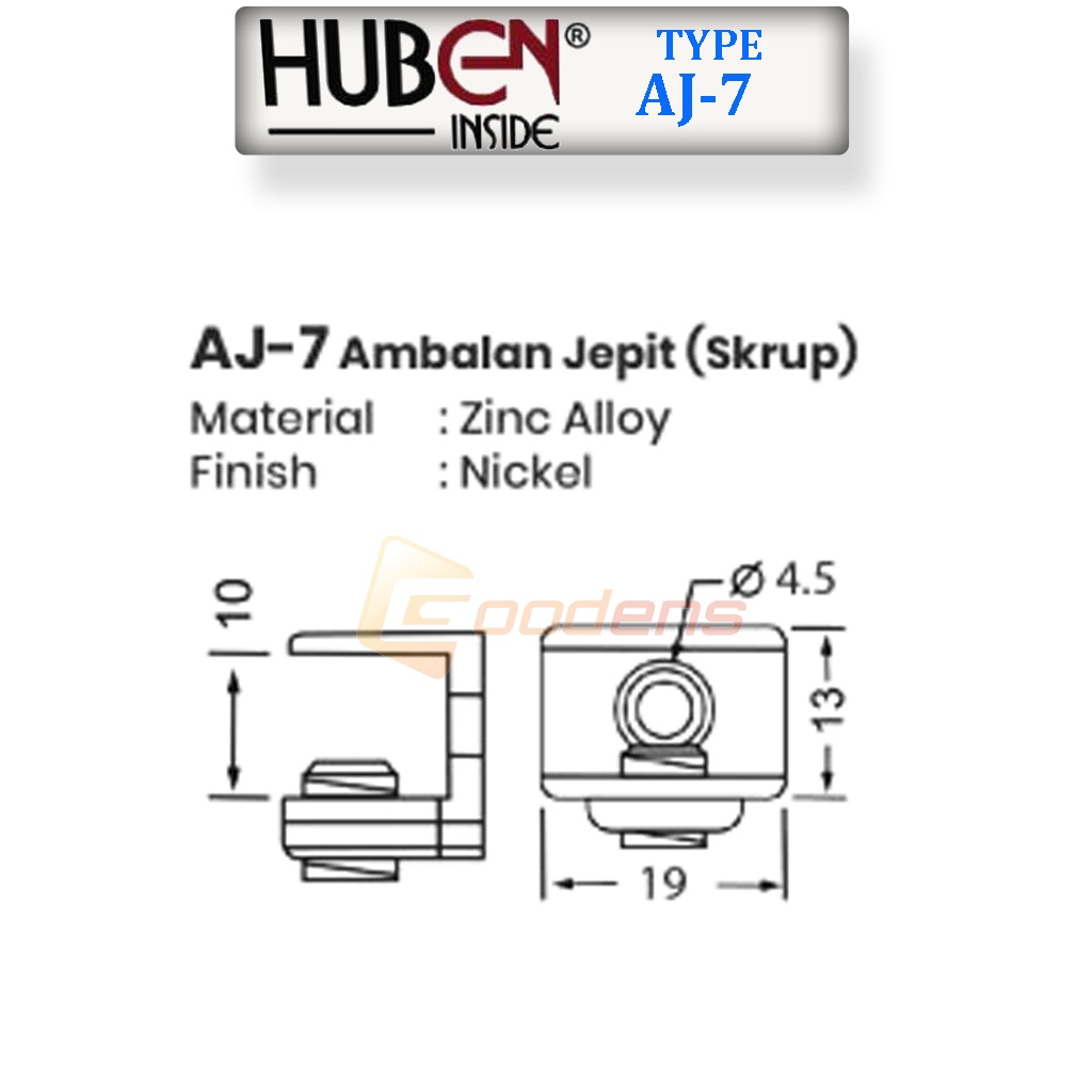 Huben AJ-7 Ambalan Jepit (Sekrup)