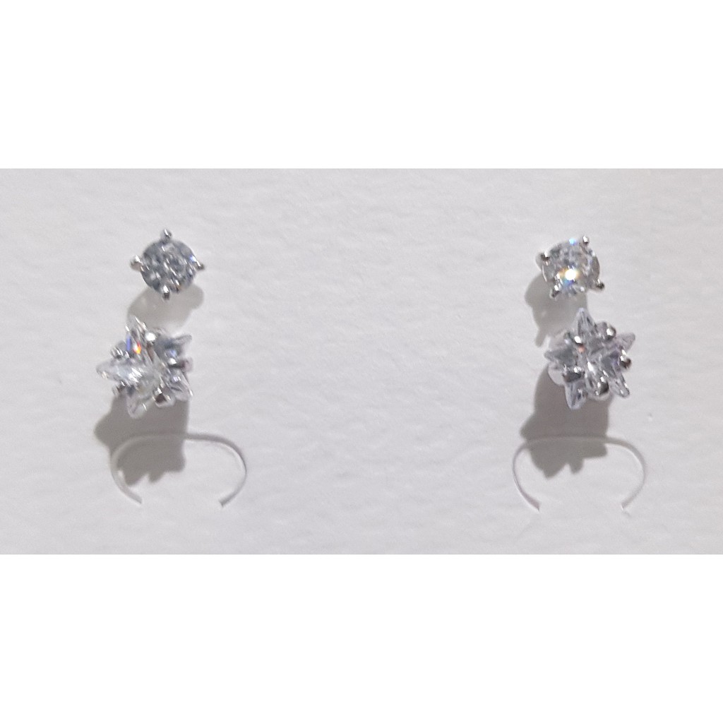 Anting tusuk mewah / anting dewasa perak silver 925 lapis emas putih / anting star