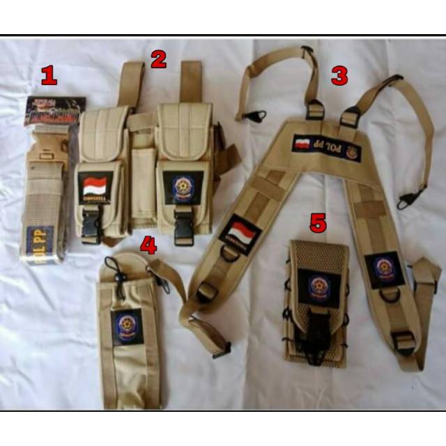 Satu set seragam dahrim/kopel/sarung hp/tempat baret/aqua/dan magazen SATPOL PP