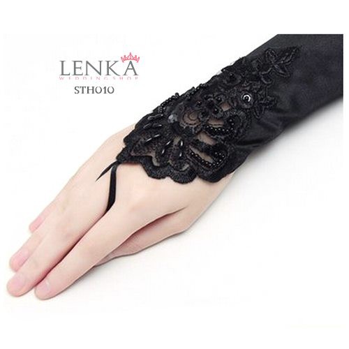 [READY STOCK] AKSESORIS WEDDING BRIDAL GLOVES HITAM PENGANTIN WANITA STH010