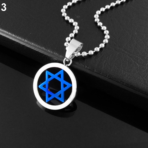 Hu Hu Hu Hu Hu Alat Bantu Pasang Kacamata♡ Kalung Liontin Bintang David Jewish Bahan Stainless Steel Untuk Unisex