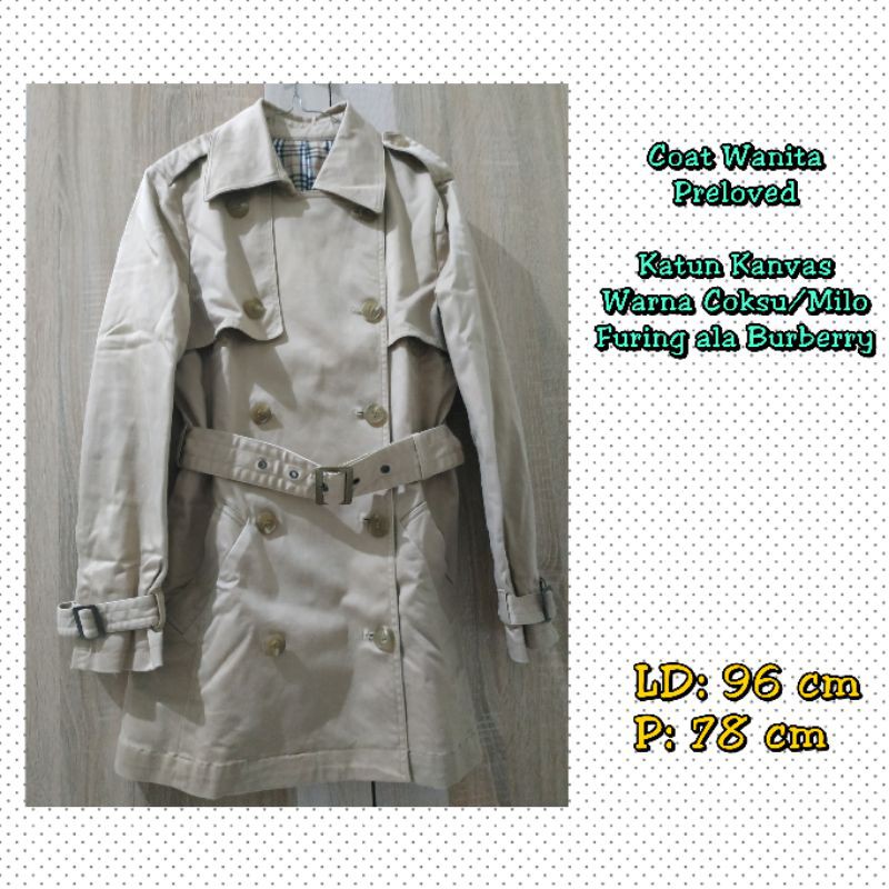 COAT WANITA PRELOVED FURING ALA BURBERRY