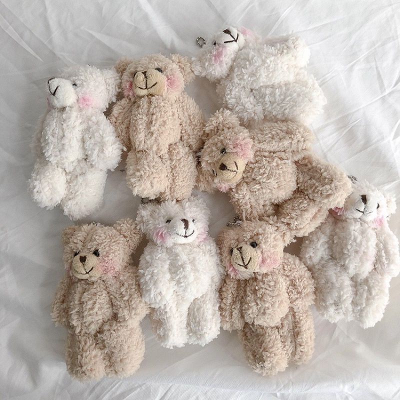 Gantungan Kunci Bentuk Boneka Plush Beruang Lucu Korea