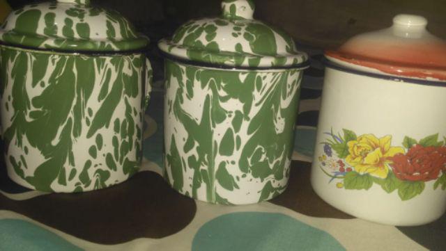 Gelas Kembang 10cm Mug Enamel Seng Blek Jadul Vintage