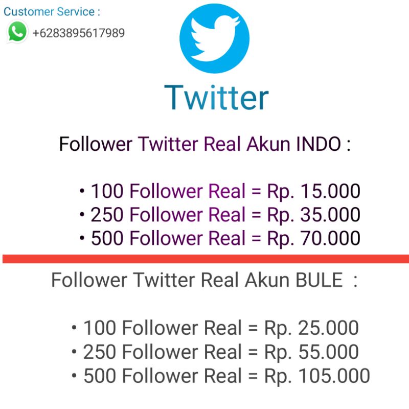 Jual Follower Twitter TERMURAH 