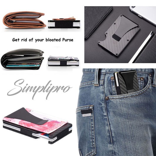 Dompet Pria Keren Money Clip Carbon Fiber Card Holder Anti RFID (RD1)