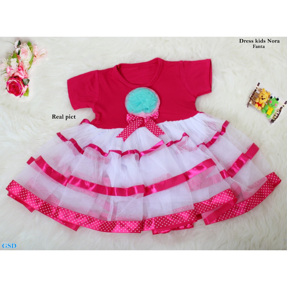 Dress Kids Nora/Casual Midi Mini Dress Anak 3thn/Baju Kondangan Anak/Baju Gaun Pesta Anak Premium