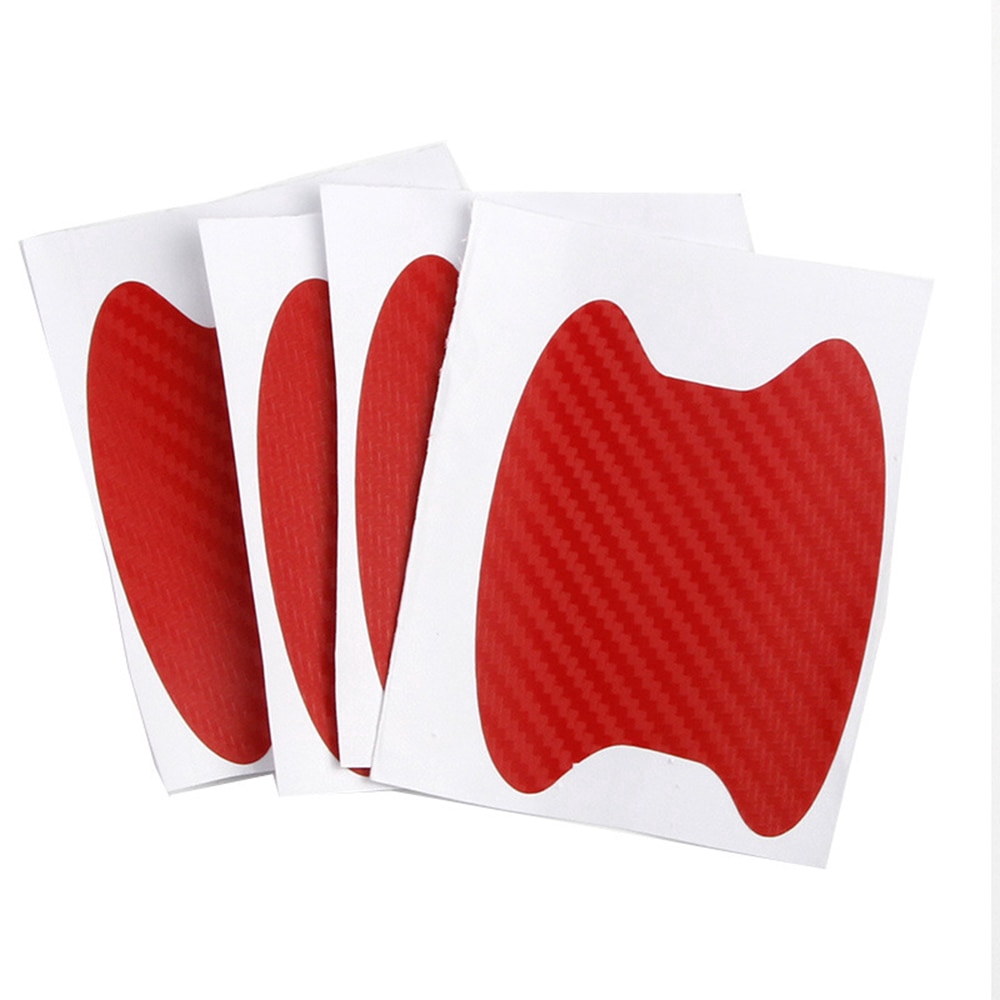 4pcs Stiker Film Karbon Fiber 3d Anti Gores Untuk Handle Pintu Mobil