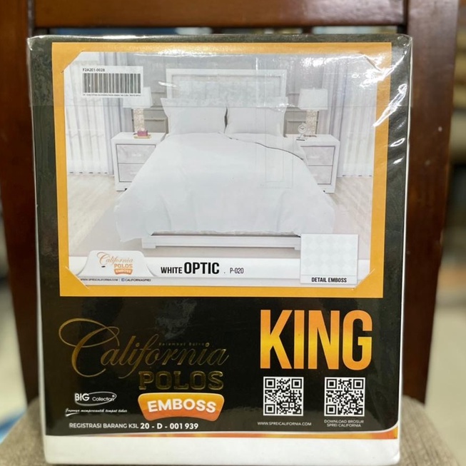 Sprei California Polos Emboss White Optic King Size - 180x200 / Sprei Polos Murah California