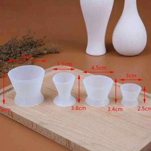 Dental mixing cup silicone bowl (4 buah) | mangkuk mangkok cucing karet silikon gigi aduk akrilik