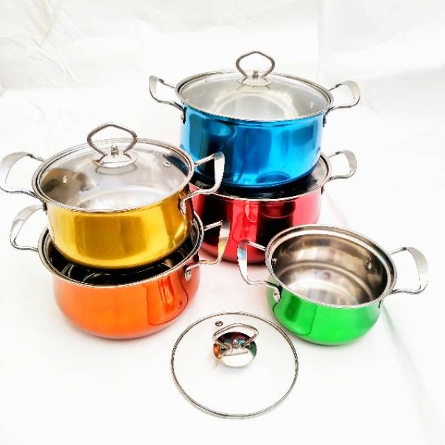 TERBARU PANCI KOREAN POT WARNA WARNI SET TUTUP KACA