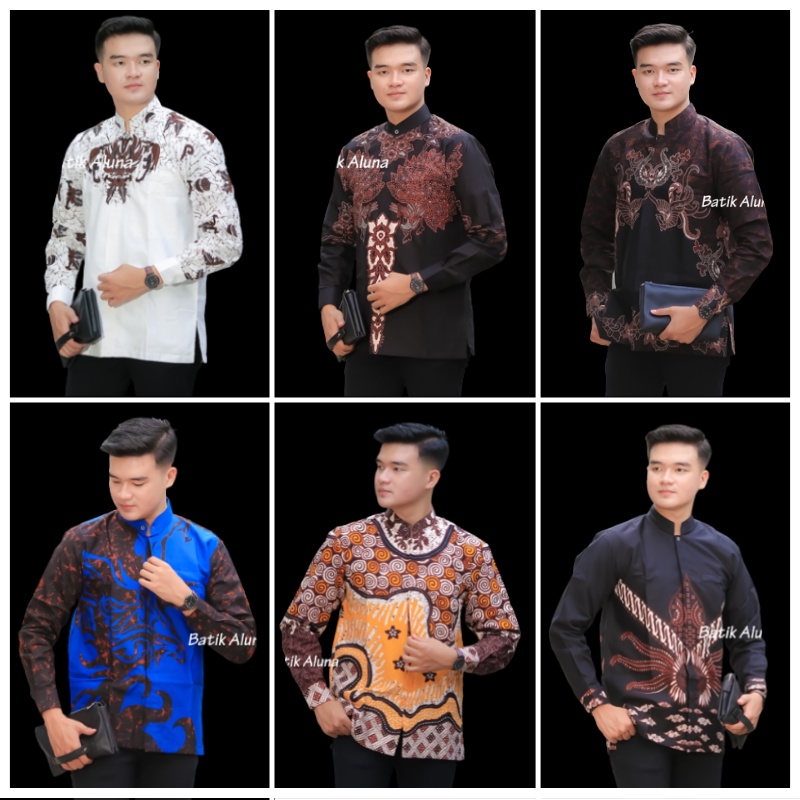 Baju Koko Muslim Batik Pria Lengan Panjang Tradisional Keraton Solo Kemeja Atasan Batik Modern Katun