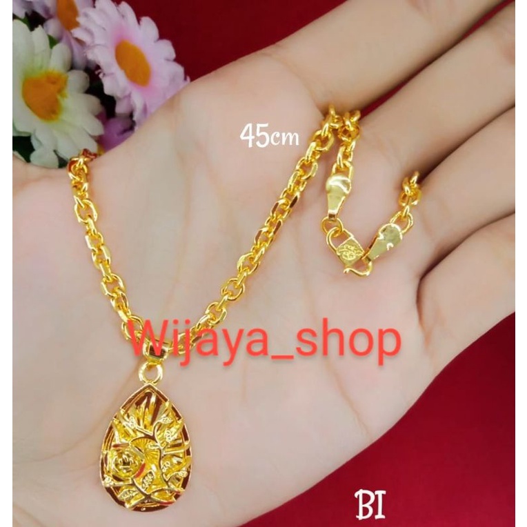 kalung liontin panjang 45 bahan emas muda