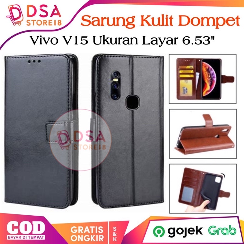 Case Vivo V15 / Casing Vivo V15 / Leather Case Flip Cover Wallet Dompet Hp Casing Kulit