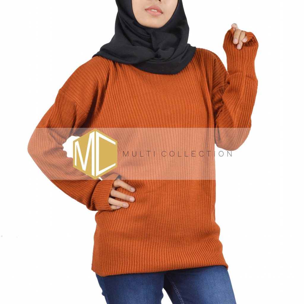 BOXY ABG PREMIUM - Baju Rajut Korea - Sweater Rajut Wanita - boxy sweater - sweater oversize - Rajut-CORAL