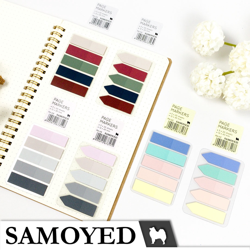 

SAMOYED PM Penanda / Pembatas Buku / Halaman Plastik / Plastic Page Markers / Flags / Index / Mark / Bookmarks