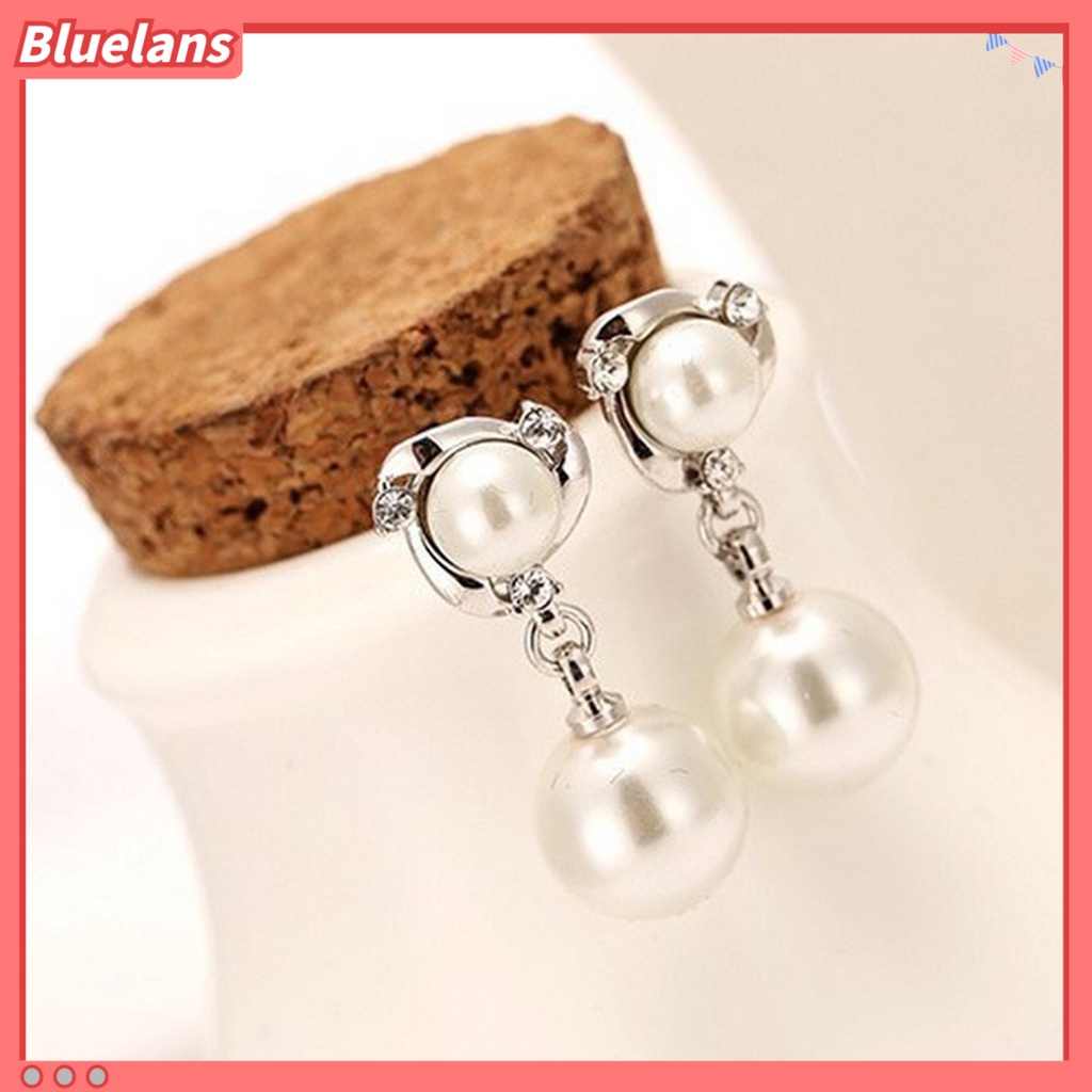 Bluelans Ear Rings Dangle Exquisite Eye-catching 2 Colors Imitation Pearl Tassel Earrings Dangle