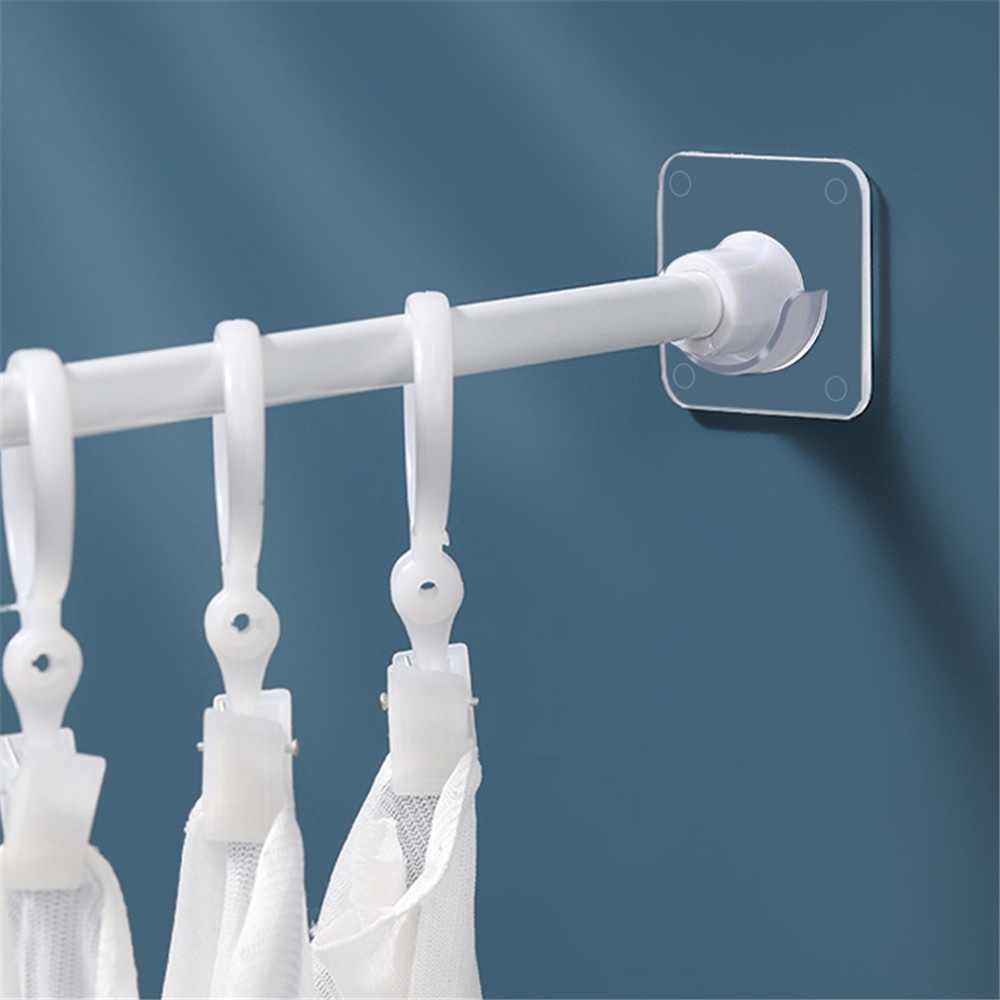 【COD Tangding】2pcs/set Self-adhesive Curtain Rod Holder Wall Hook Telescopic Rod Holder Support Rod Holder Shower Curtain Rod Sticker Holder