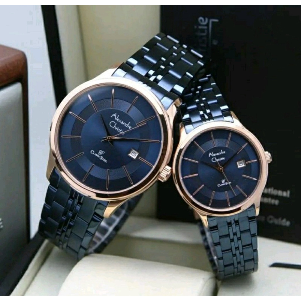 Alexandre Christie Ac 8348 / ac8348 Jam Tangan Original Garnasi Resmi 1 Tahun-Rosegold blue