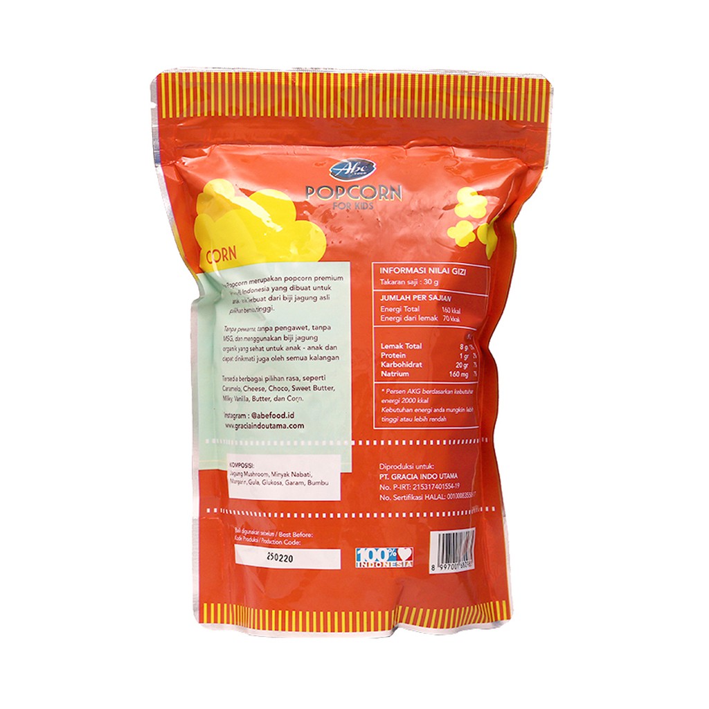 Abe Food Popcorn For Kids Snack Makanan Ringan Anak Corn Jagung 80g