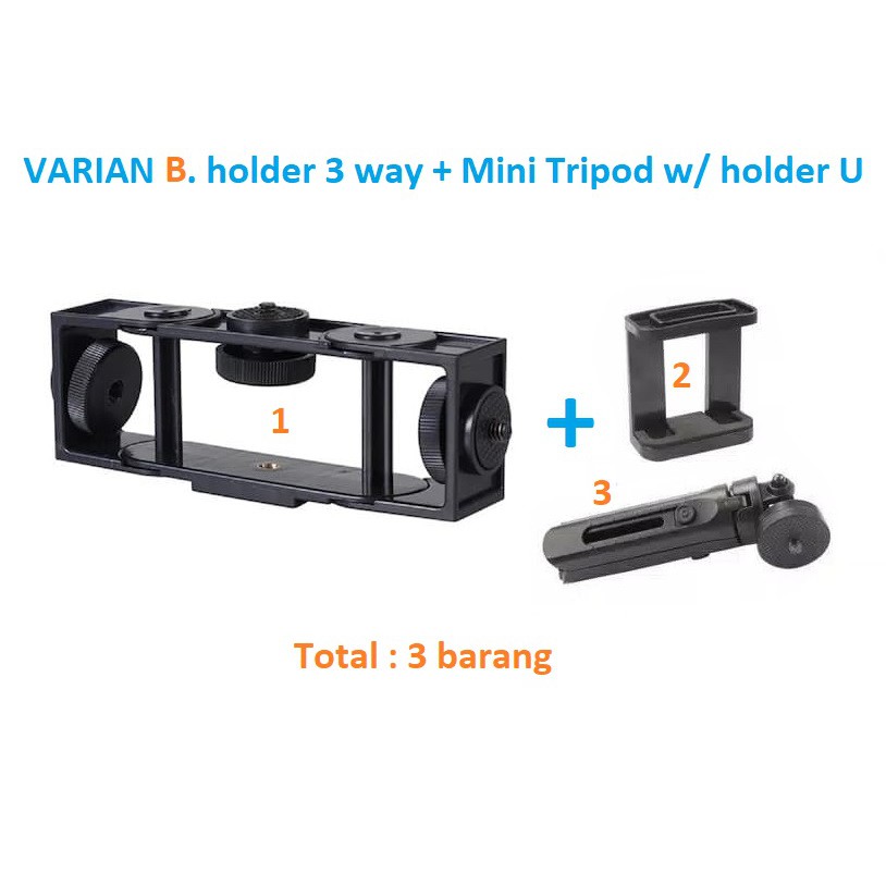 HOLDER MULTI CAMERA CLIP HP EXTENSION TRIPOD CABANG 3 LIVE BROADCAST