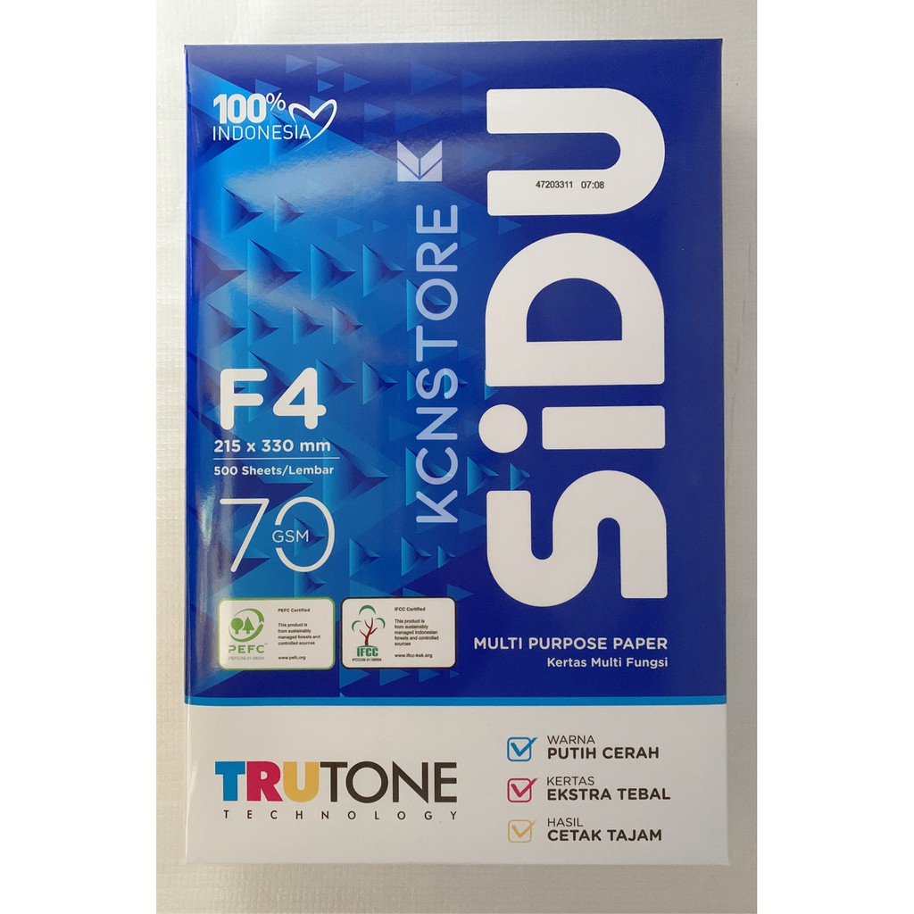 

Kertas Sinar Dunia SiDu F4 70 GSM 215 x 330 mm