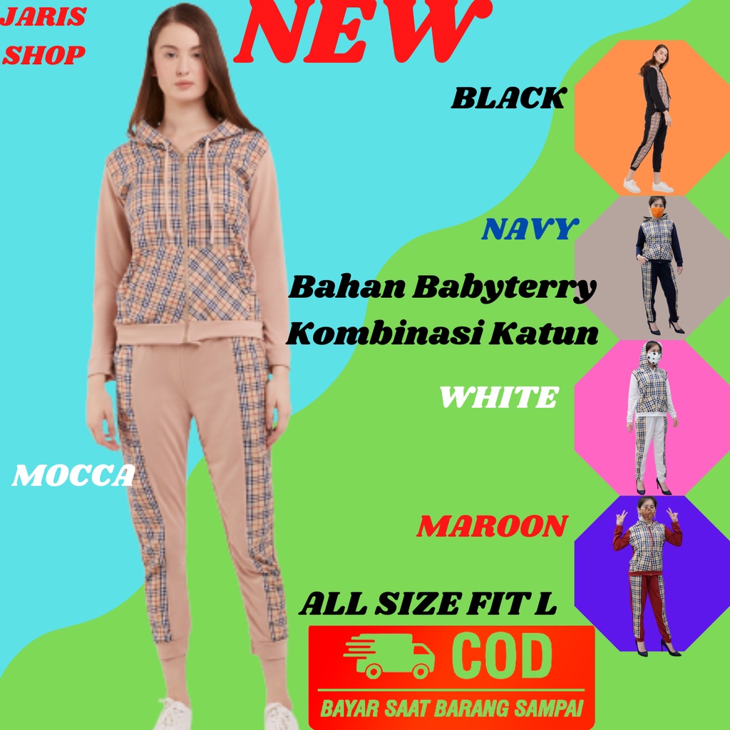 Baju Setelan Wanita Import Premium Bangkok Stelan Cewek Dewasa Kekinian  Jogger One Set Joger Tebaru