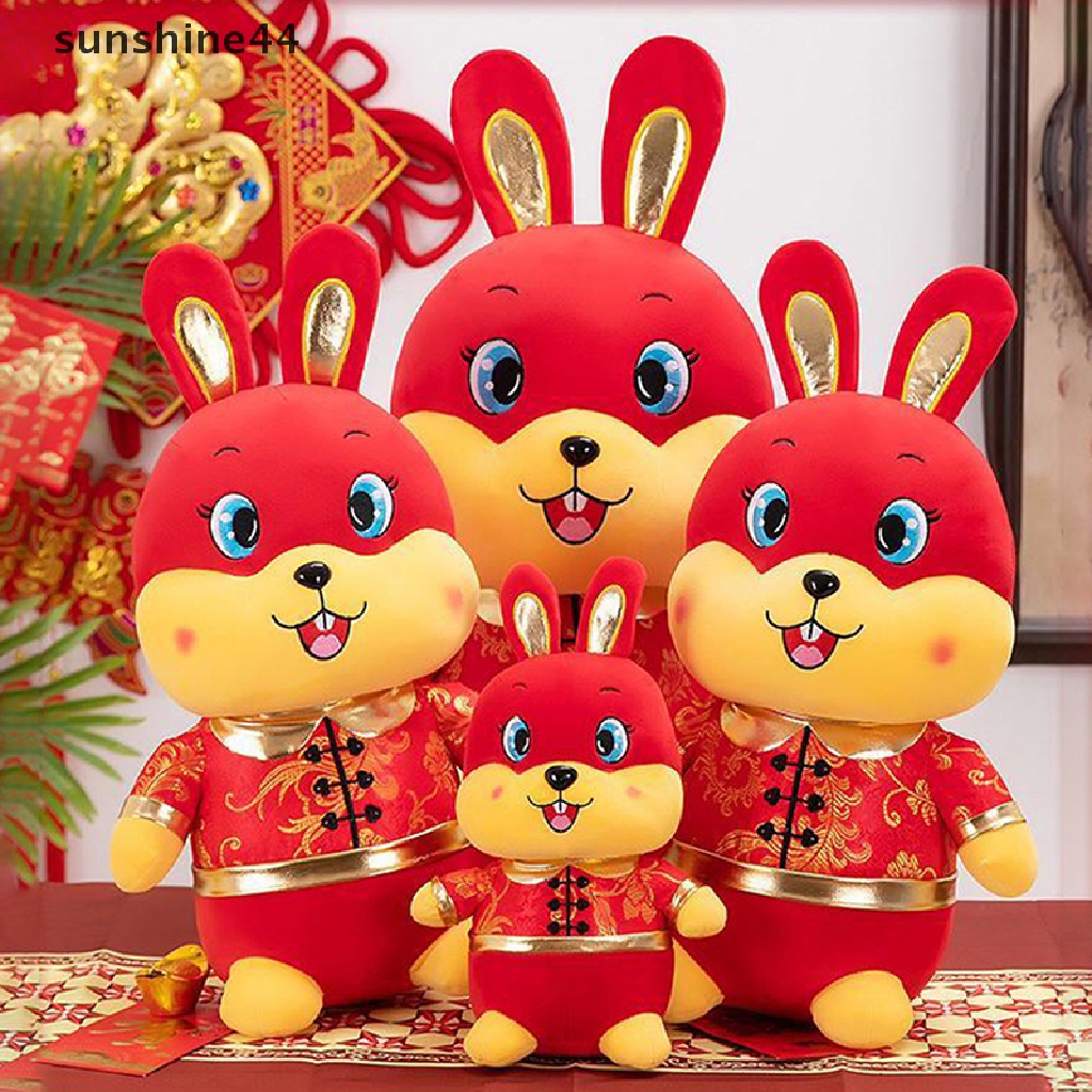 Sunshine 2023 Boneka Kelinci Keberuntungan Bahan Plush Gaya Cina Untuk Tahun Baru