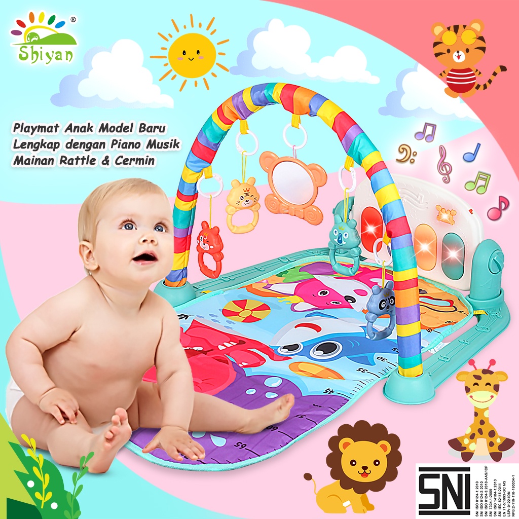 [Shiyan] baby gym musical set musik bayi playmat matras mainan piano berkarakter mainan anak anak / mainan bayi murah