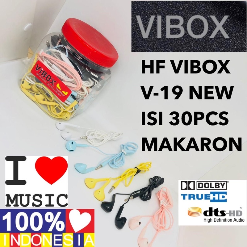 Ready Stok Handsfree Macaron Vibox V-19  PerToples Isi 30Pcs