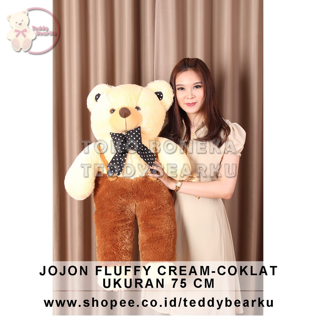 TEDDY BEAR XL 75CM FLUFFY JOJON PREMIUM CREAM - COKLAT