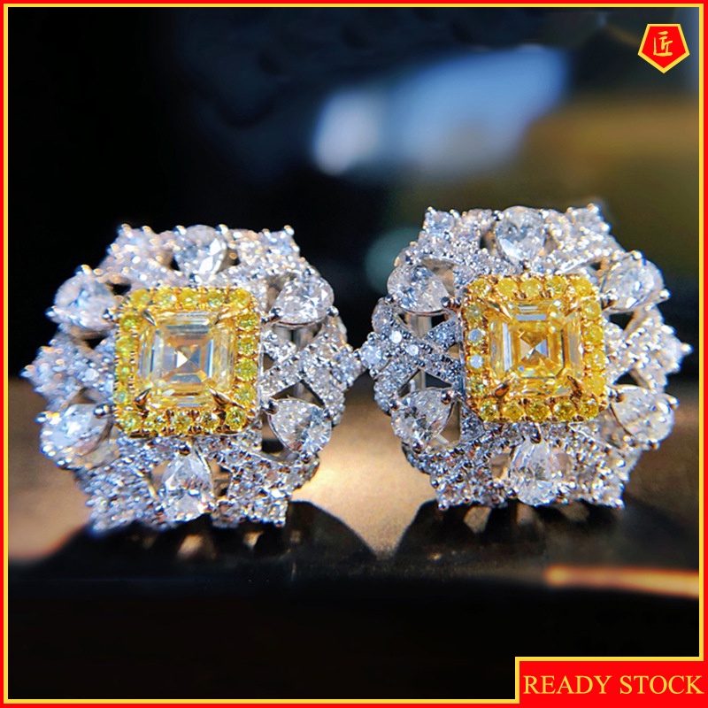 [Ready Stock]Fashion Elegant Yellow Diamond Stud Earrings