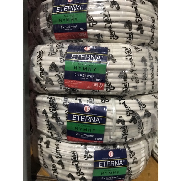 [ROLL] ETERNA KABEL NYMHY 2x0.75mm ROLL 50M / kabel serabut isi 2