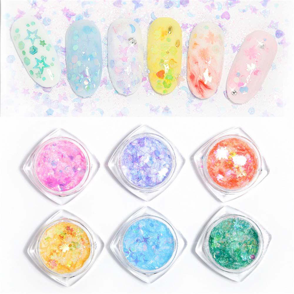 AUGUSTINA Agustina Dekorasi Nail Art Fashion Warna Campur Bintang Sequin Laser Flakes DIY Nail Art Stickers