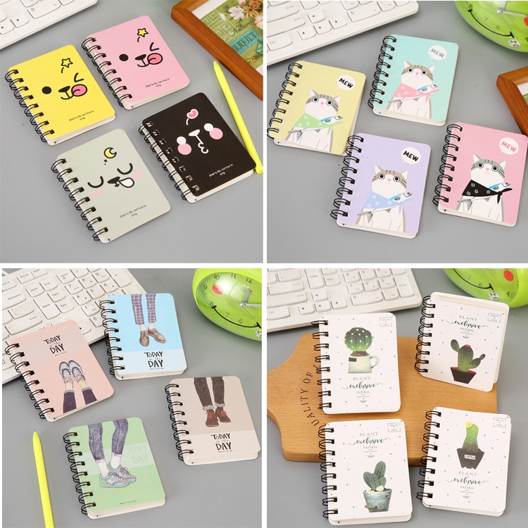 Lucu kumparan Notepad saku portabel alat tulis siswa notebook kartun