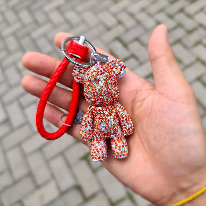 Key Chain Bearbrick Gantungan Kunci Crsytal Leather Kaws Mobil Motor