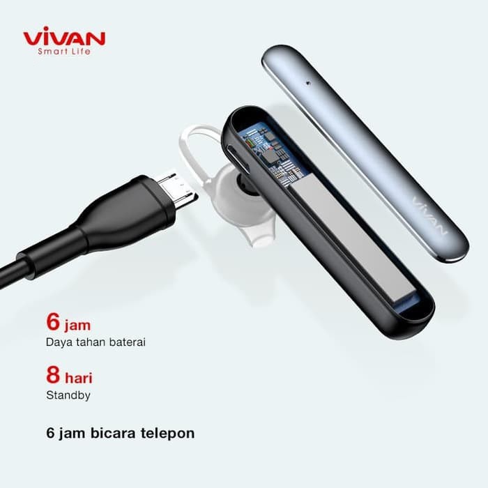 Headset Bluetooth Vivan Chat 100 Handsfree V5.0 Earphone HD Voice Stereo