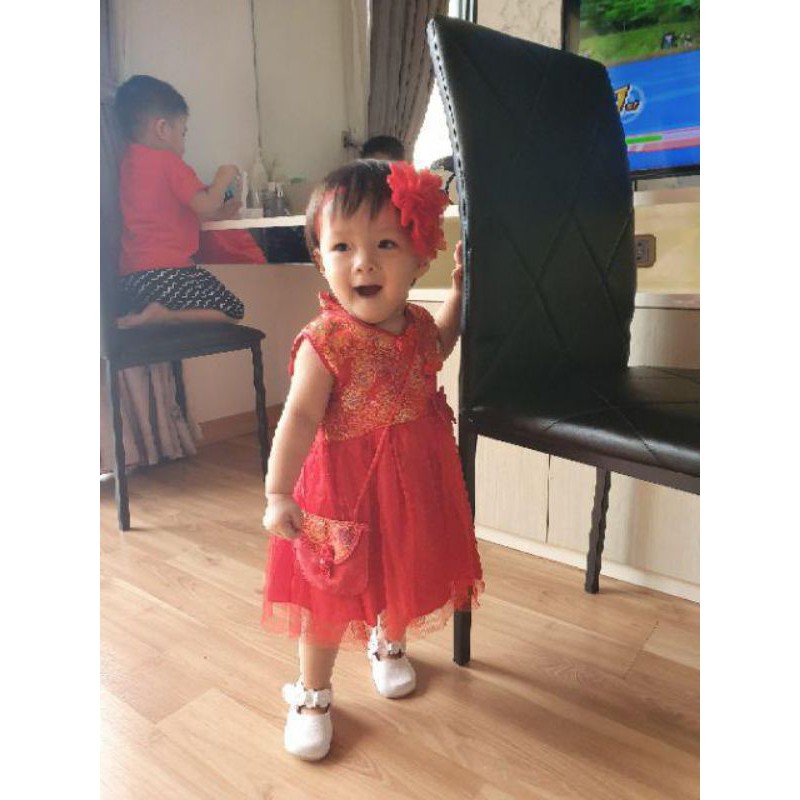 Terlaris Baju Dress Shanghai Cheongsam Chinese Imlek Anak Bayi Perempuan Merah Lucu-7